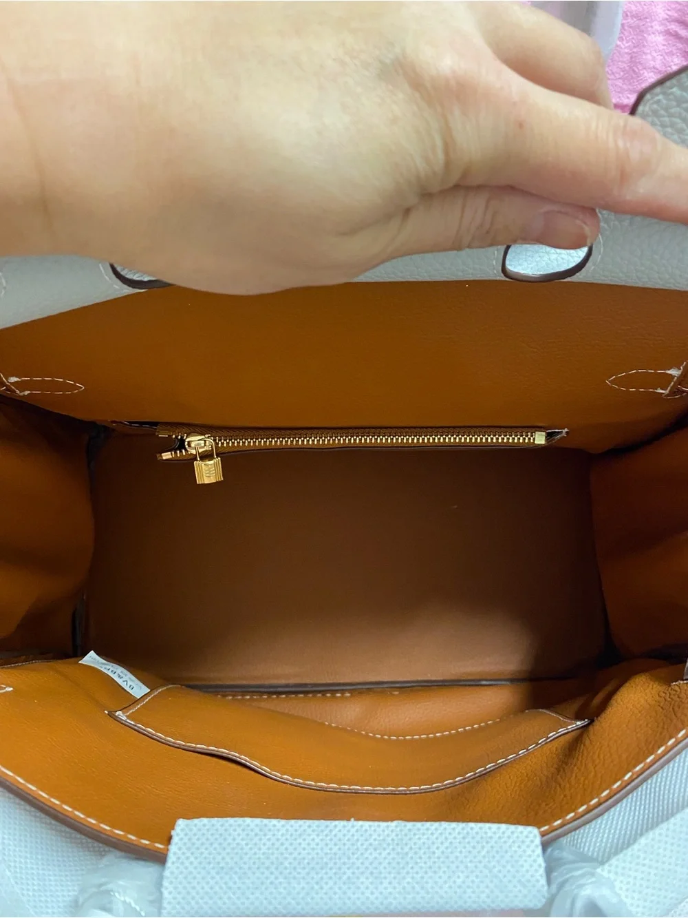 Women's Tri-Color Leather Tote Bag - Purple, White & Brown